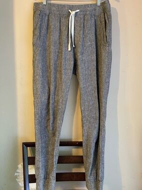 Urban Heritage Resort Linen Blend Elastic Waist Jogger Pants Pockets Size Medium